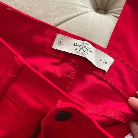 Bundle of 2: Abercrombie & Fitch Wn's Skinny Sz 2-26W, Pink/30", Red/29" Inseam - Picture 4 of 6